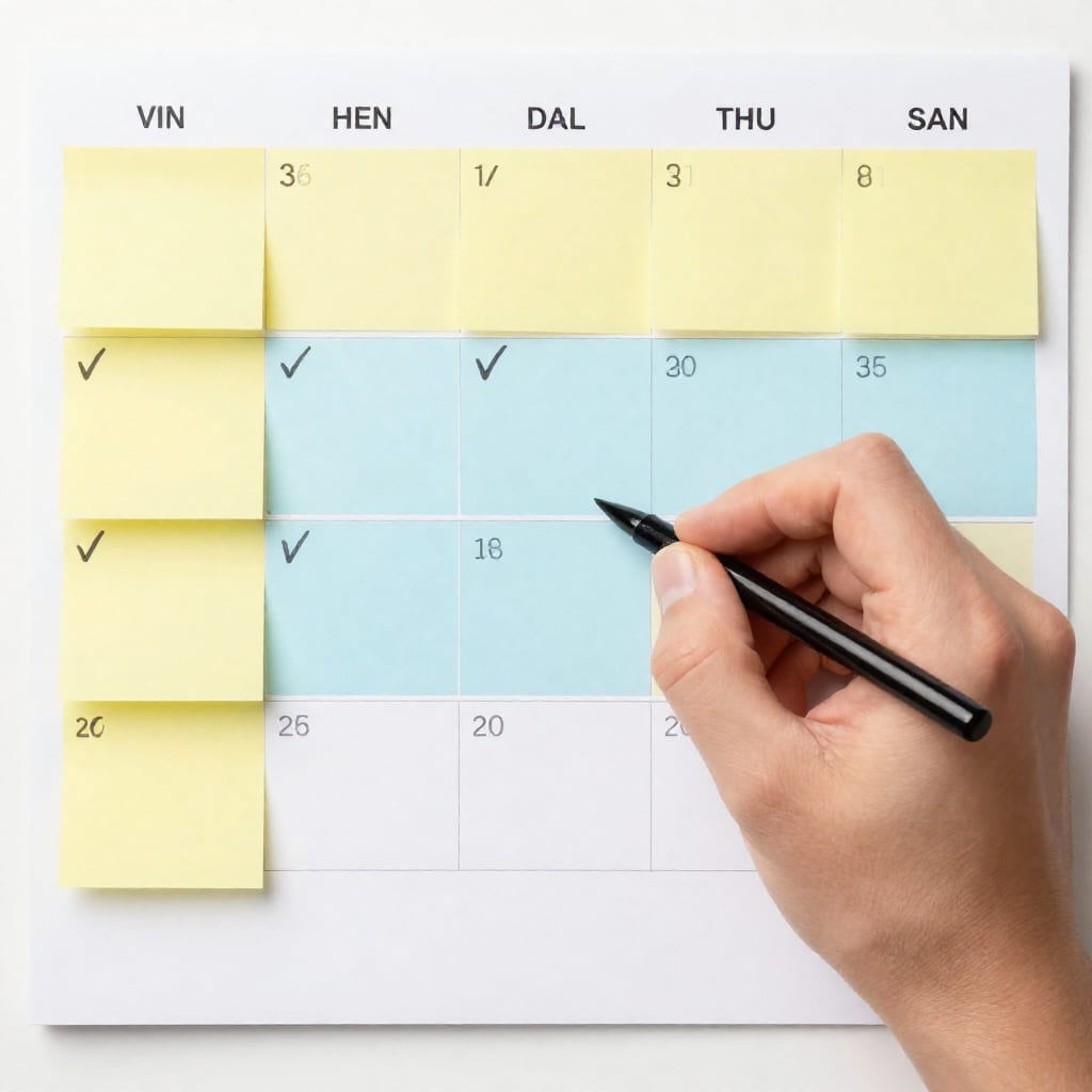 Weekly planner with PDU schedule sticky notes