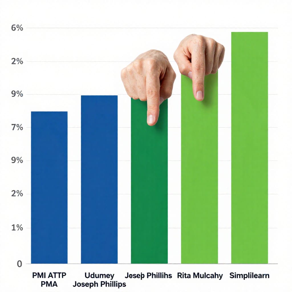 Bar chart comparing pass rates of top 5 PMP prep courses